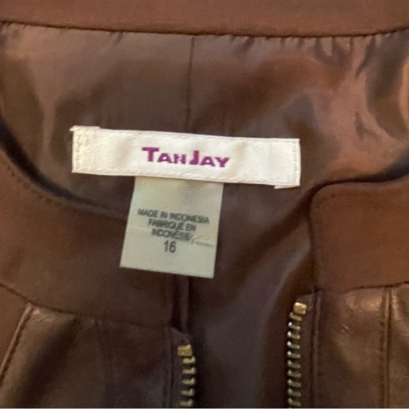 Tan Jay Autumn Spice Jacket/Blazer Size 16-Zip Up-Faux Leather Inserts NWT - Picture 7 of 9